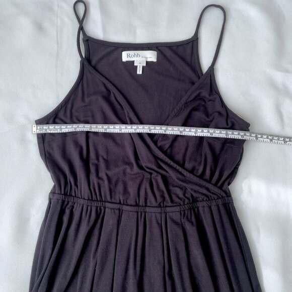 Rohb by Joyce Azria Long Black Maxi Faux Wrap Dress, Size XS - Picture 6 of 14